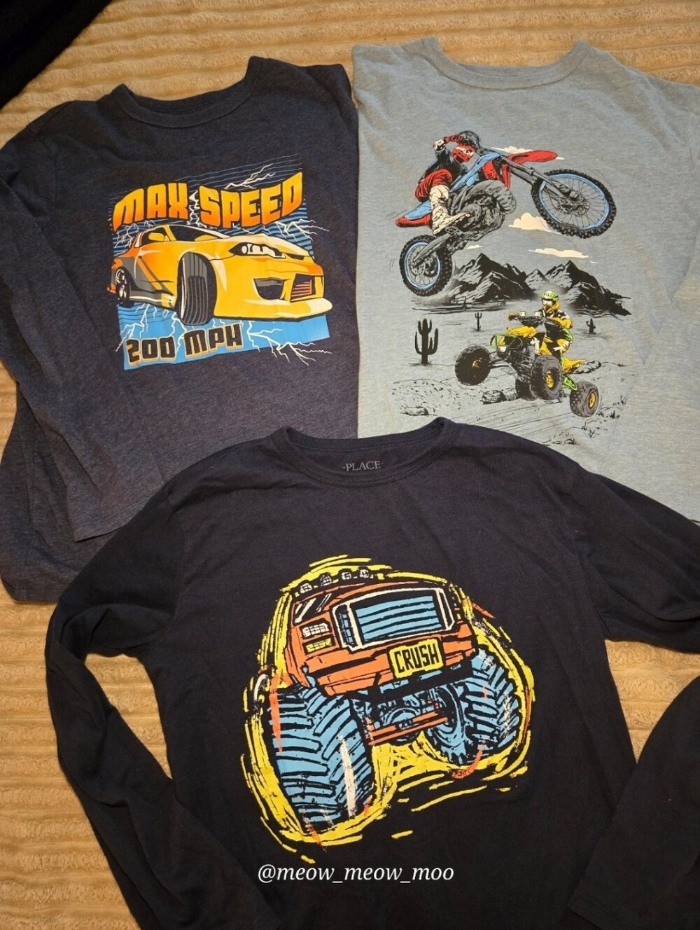 3 Childrens Place Boys Long Sleeve Graphic Shirts Lot Sz XXL 16 Cars Monster